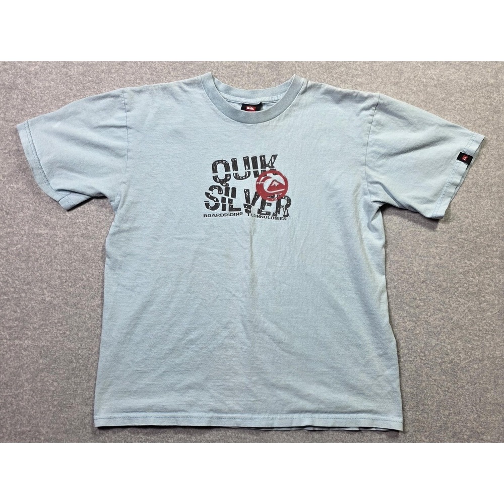 Quiksilver Shirt Boys XL Blue Graphic Tee Boardriding Logo Surf Casual